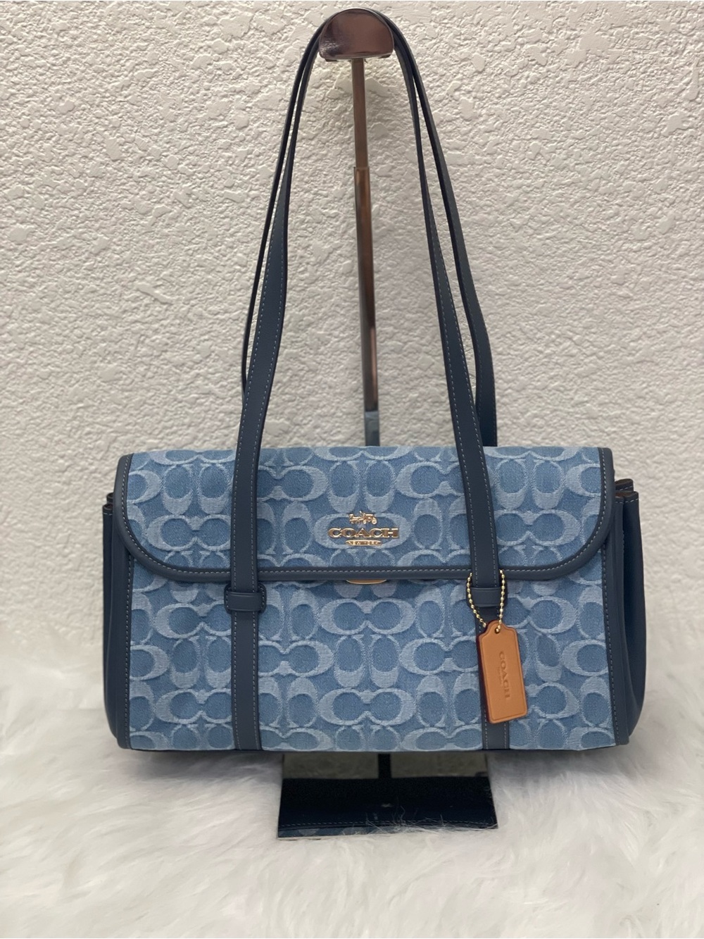 NWT Coach CDE94 Bridget Flap Shoulder Bag In Signature Denim & Leather Indigo